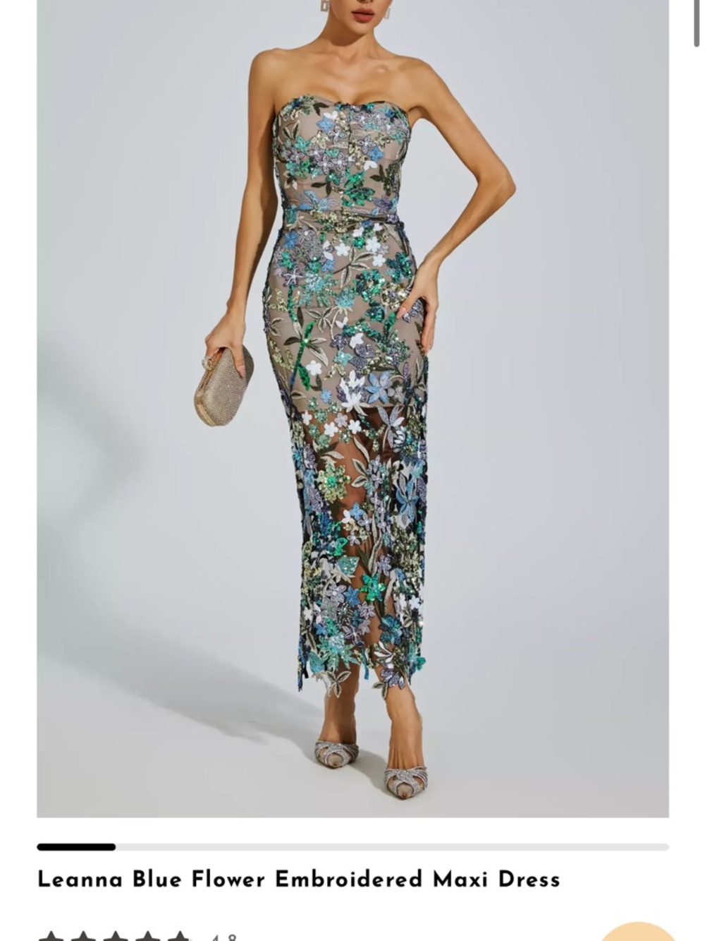 CATCHALL Leanna Blue Flower Embroidered Maxi Dress